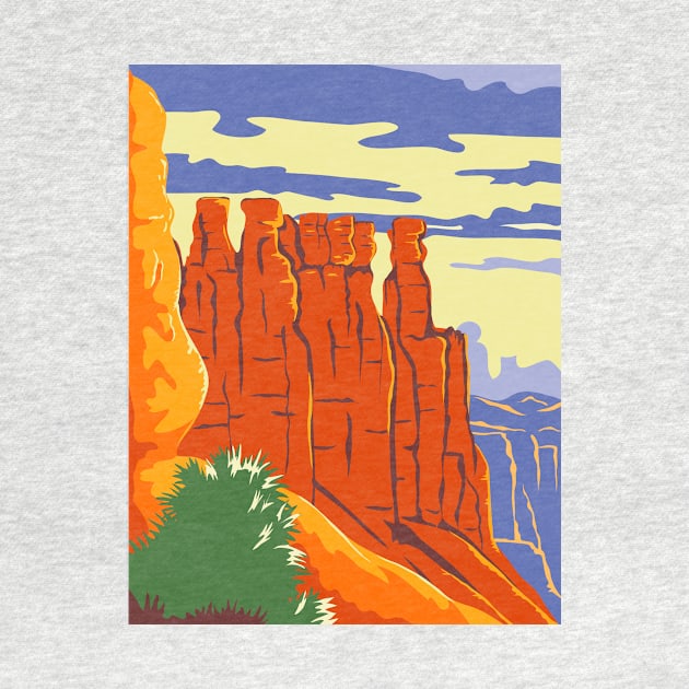 Bryce Canyon National Park in Paunsaugunt Plateau Garfield County and Kane County Utah WPA Poster Art Color by retrovectors